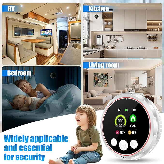 2 Pack 4-in-1 Carbon Monoxide Detectors &Natural Gas Leak Detector, Portable - Image 6