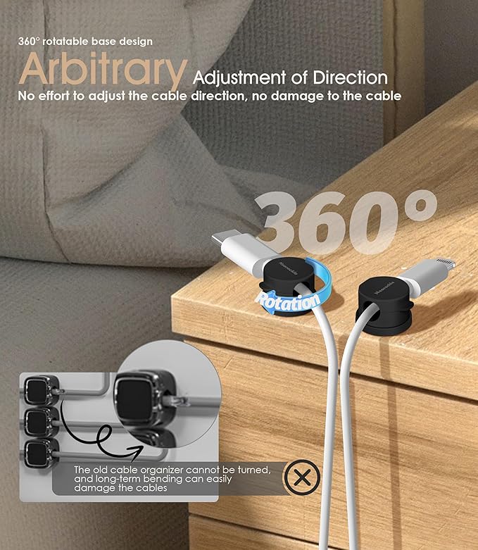 9 Pack Spring Cord Organizer Cable Clips, 2025 Latest Nearockle Phone Charging - Image 4