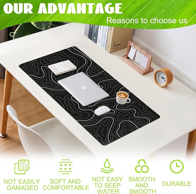 Eflxamz Desk Mat, Topographic Contour Large Gaming Mouse Pad - Image 4