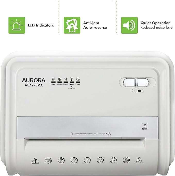 Aurora AU1275MA Professional Grade 12-Sheet Micro-Cut Paper and CD/Credit Card - Image 5