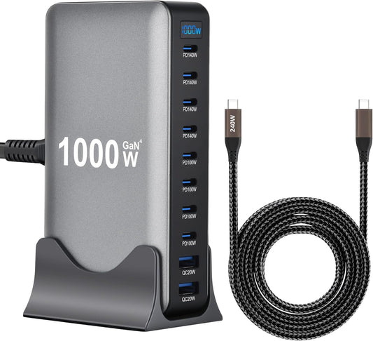 1000W 10-Port GaN 4 Desktop Charging Station