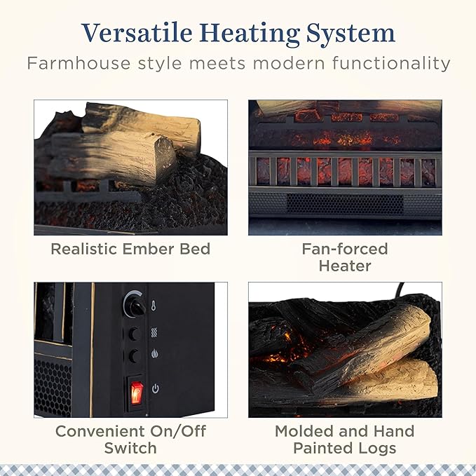 Country Living Electric Fireplace Logs, 20” LED Electric Fireplace Inserts - Image 5