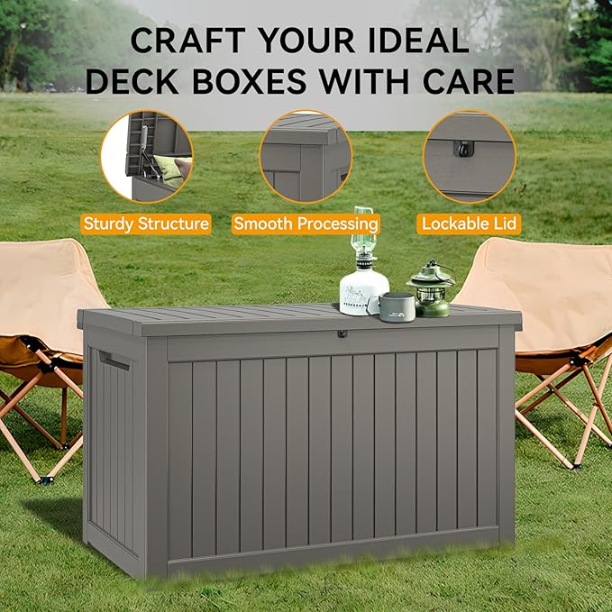 NUNU LAB 270 Gallon Large Resin Deck Box, Waterproof Outdoor Storage Box - Image 3