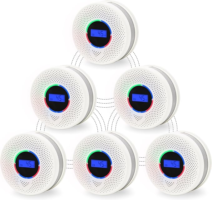 Kesymo 6Pack Upgraded Interlinked Smoke Carbon Monoxide Detector, Battery by Unknown