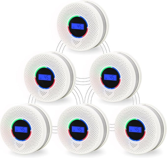 Kesymo 6Pack Upgraded Interlinked Smoke Carbon Monoxide Detector, Battery by Unknown