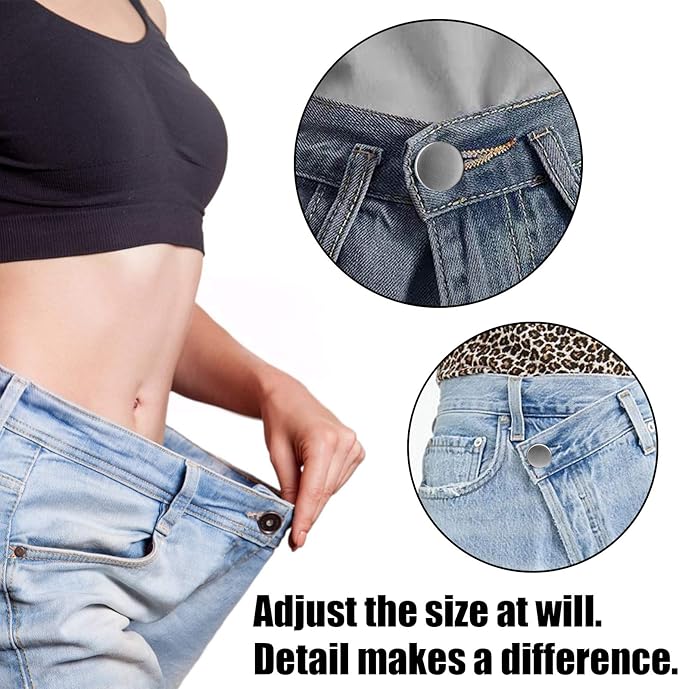TOOVREN 8 Sets Jean Buttons for Loose Jeans, No Sew No Tool Instant Replacement - Image 2