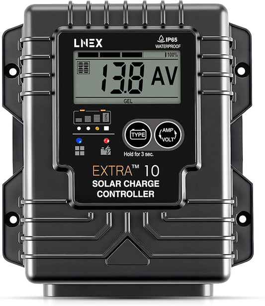 LNEX Solar Charge Controller Waterproof, 10A Solar Panel Regulator by LNEX