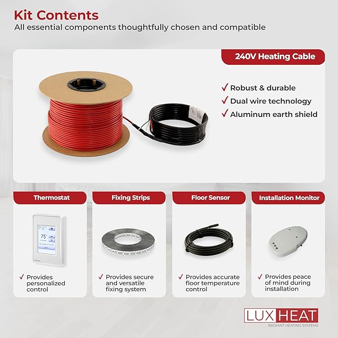 LuxHeat 40sqft Floor Heating Cable Kit - 240v Electric Heating Floor System - - Image 7