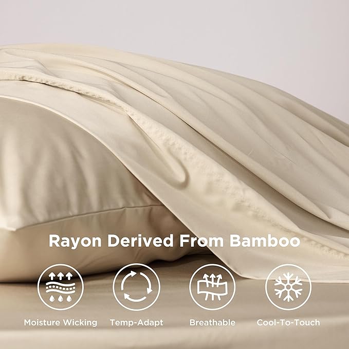 Bedsure Cooling Sheets Twin XL, Rayon Derived from Bamboo, Breathable & Soft - Image 2