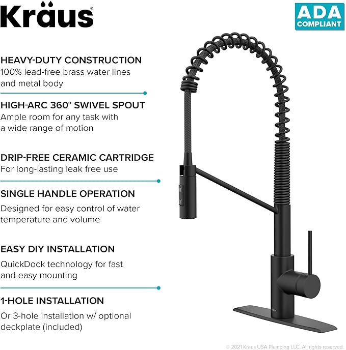KRAUS Oletto Commercial Style Single Handle Pull Down Kitchen Faucet - Image 11