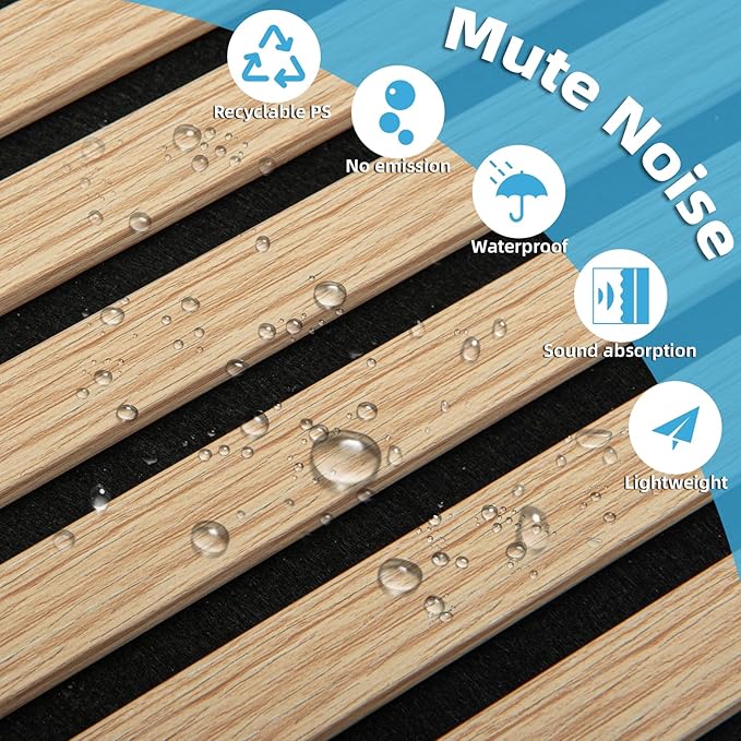 Art3d 4-Piece 94 x 12.6 Inch Acoustic Lightweight Slat Wall Panel - Image 5