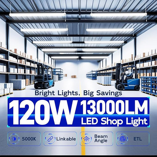 hykolity 4FT 120W LED Shop Light Linkable, 5000K Utility Shop Lights - Image 2