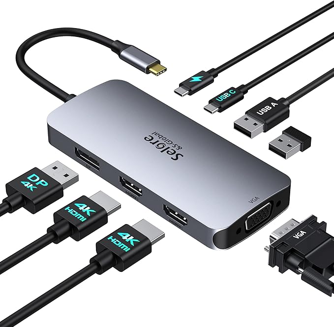 USB C Docking Station Dual HDMI Monitor Adapter, Selore USB C Hub 3 Monitors by SeloreS-Global