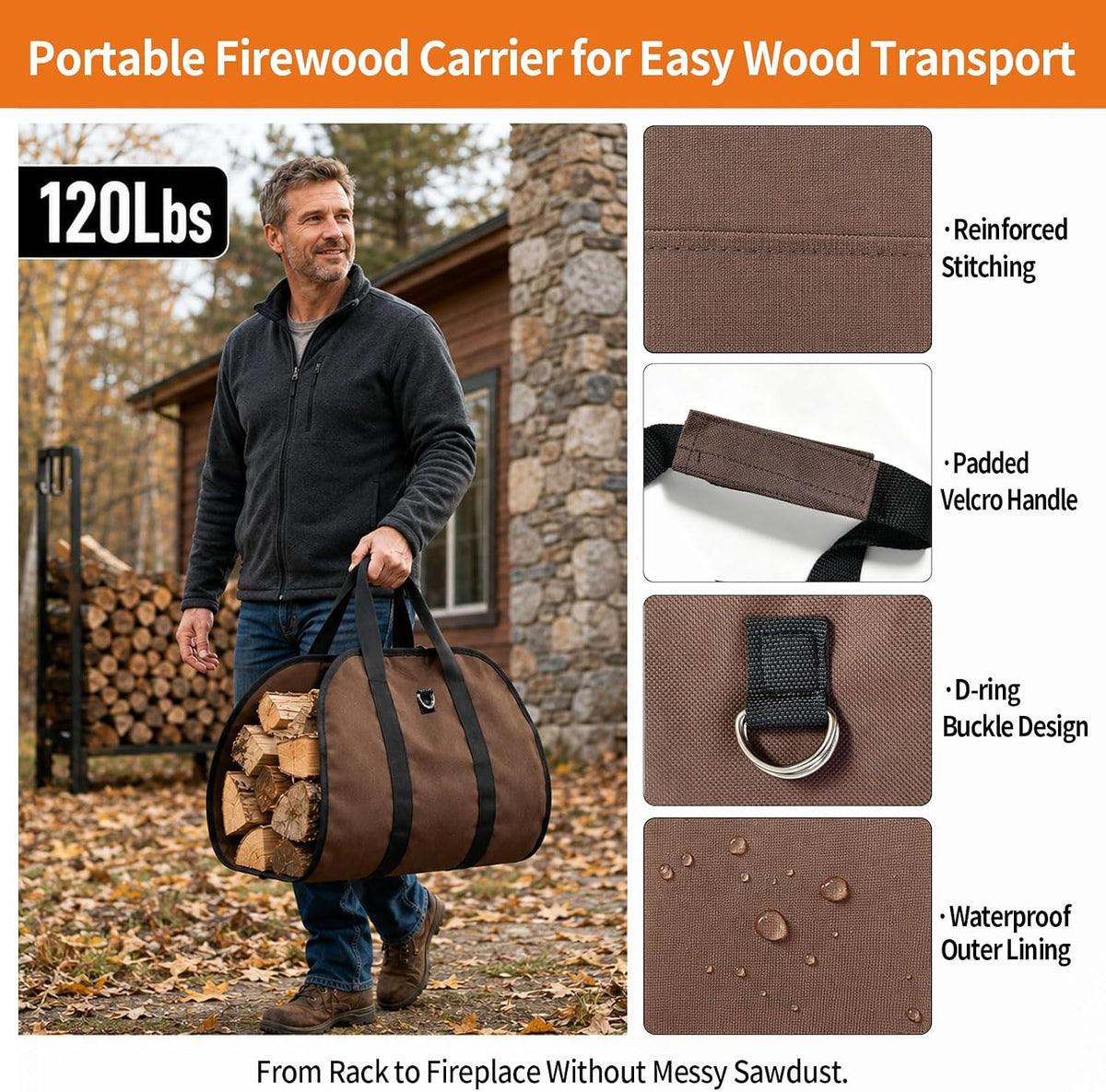 firewood rack indoor outdoor with log carrier, 2-tier, package contents