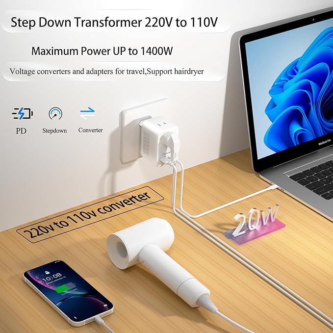 6 in 1 European Travel Plug Adapter, 220v to 110v Voltage Converter, US to - Image 4