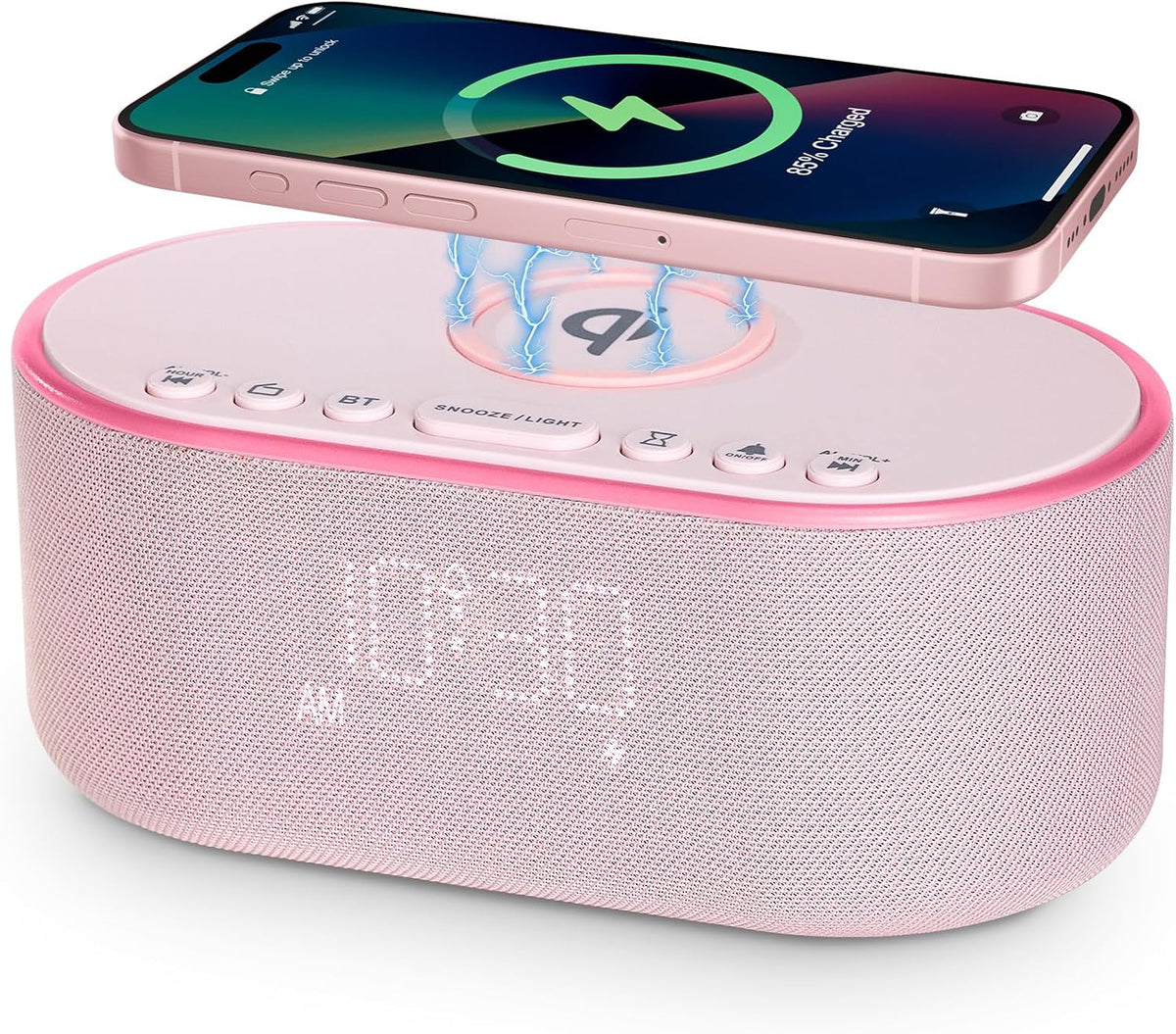 Odokee Wireless Charging Alarm Clock Radio: Qi Certified Fast Wireless Charger