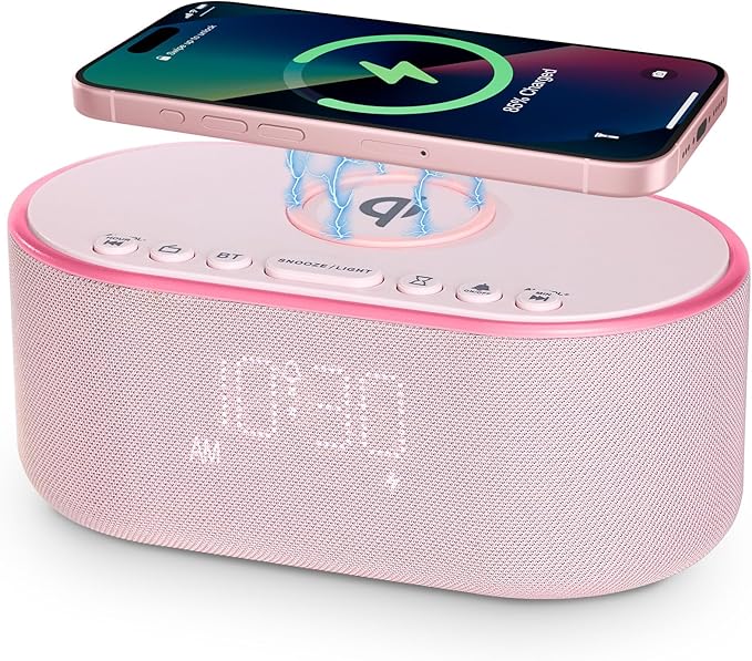 Odokee Wireless Charging Alarm Clock Radio: Qi Certified Fast Wireless Charger by Odokee