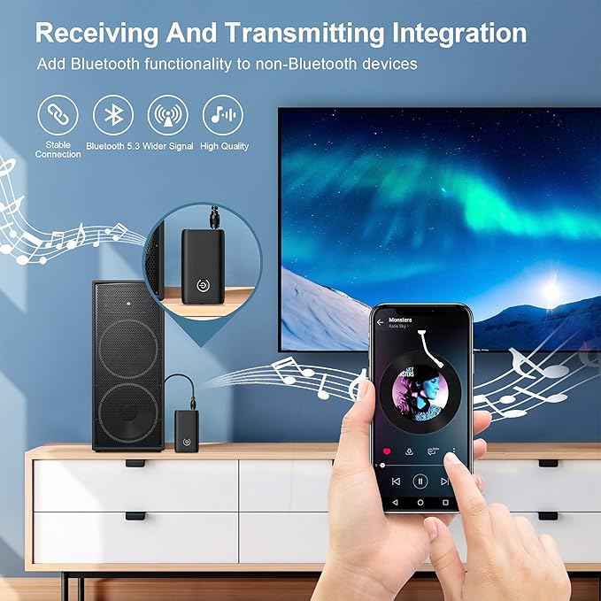 Ankilo Aux Bluetooth Adapter for Car, Upgraded Bluetooth 5.3 Transmitter - Image 2