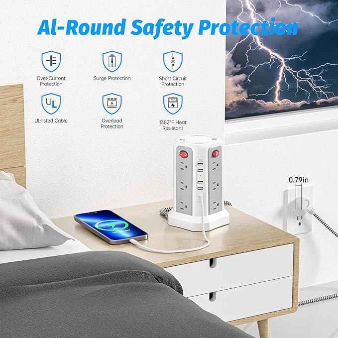Power Strip Tower Surge Protector - Image 4
