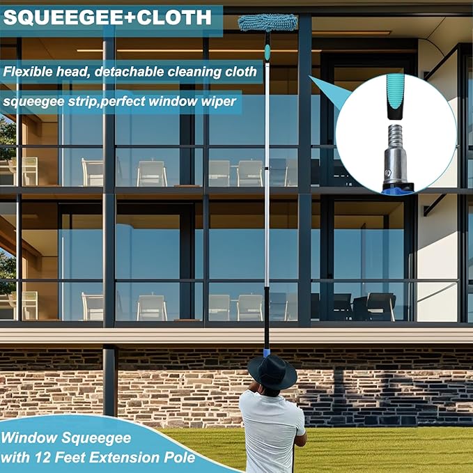 20 Ft+ Reach 2 In 1 Window Squeegee Duster - Image 6