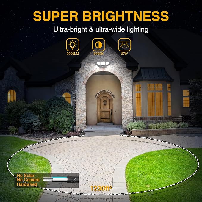 Onforu 100W LED Security Lights Motion Sensor Light Outdoor, 9000lm Super - Image 3
