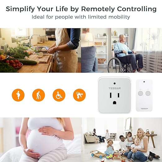 Remote Control Outlet, TESSAN Wireless Light Switch, On Off Switch Plug - Image 5