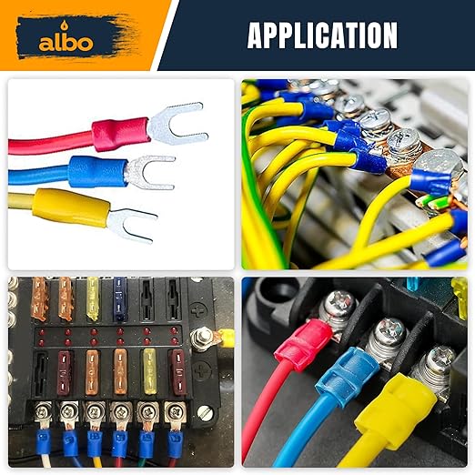 150PCS Yellow Heat Shrink Fork Spade Connectors #10 – 12-10 AWG Tinned Copper - Image 6