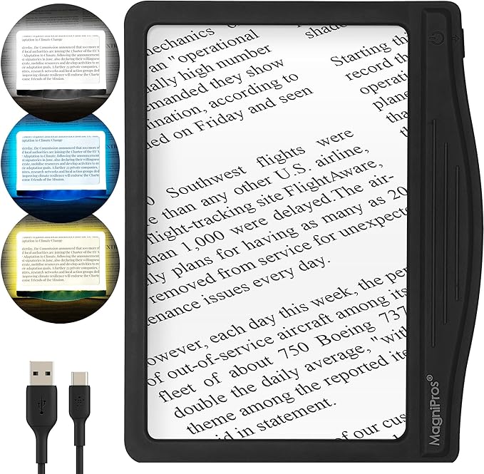 MagniPros 5X Rechargeable Large Ultra Bright LED Page Magnifier by MagniPros