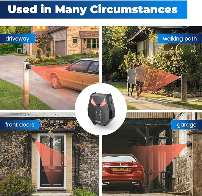 Solar Wireless Driveway Alarm, Outdoor Motion Sensor Detector Alarms Driveway - Image 2