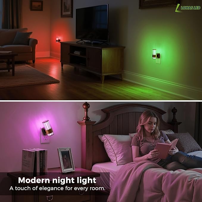 L LOHAS LED Night Light, Night Lights Plug into Wall, 2 Pack 10-Color RGB - Image 6