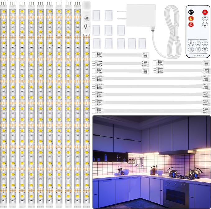 LAFULIT 10 PCS Under Cabinet Lights Kit, Stick on Lights, Flexible Led Strip - Image 8