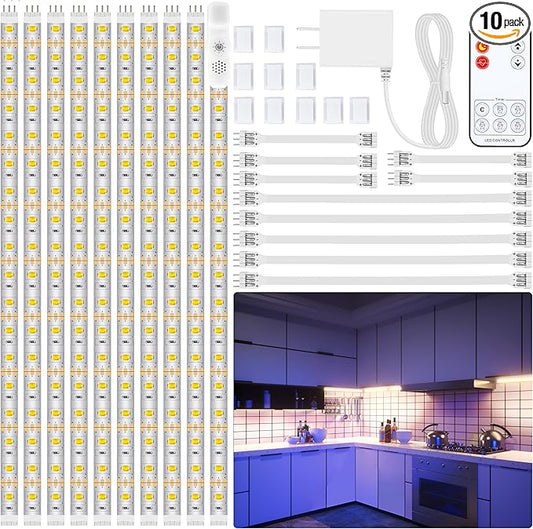 LAFULIT 10 PCS Under Cabinet Lights Kit, Stick on Lights, Flexible Led Strip by LAFULIT