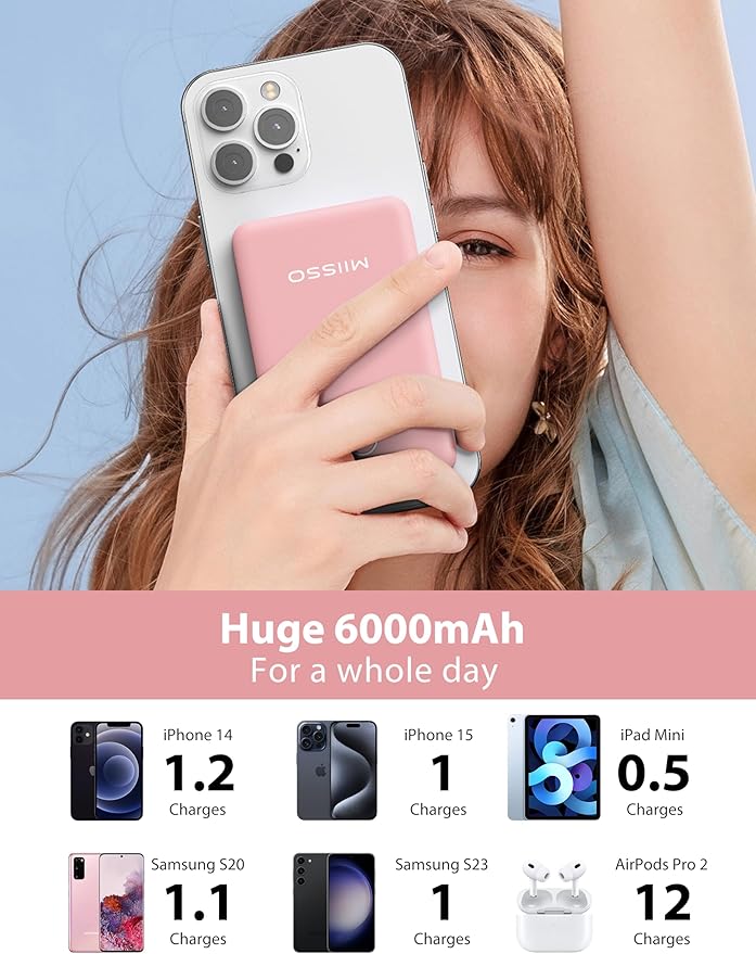 miisso 6000mah Ultra Slim Built in Cables Power Bank, Card Size Built in USB C - Image 3