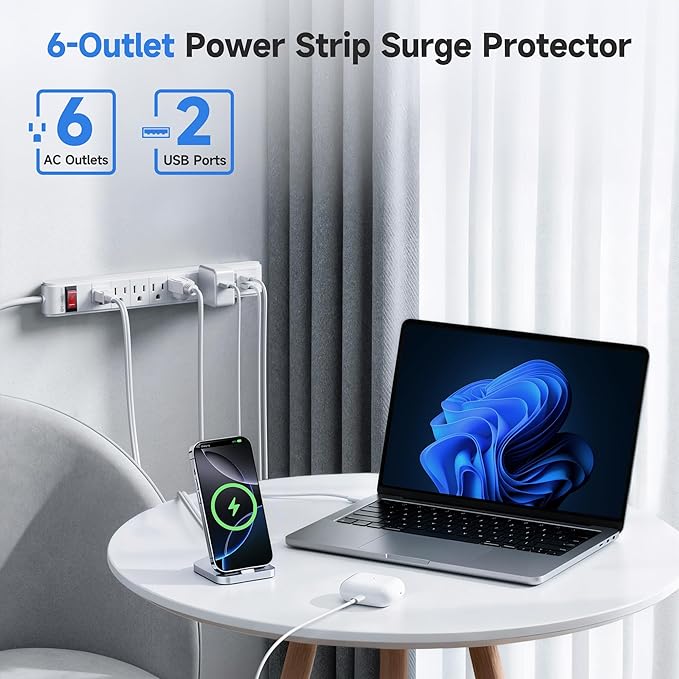 Cable Matters 2-Pack 6-Outlet Surge Protector Power Strip - 12ft - Image 2