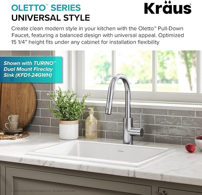 KRAUS Oletto Single Handle Pull Down Kitchen Faucet - Image 4