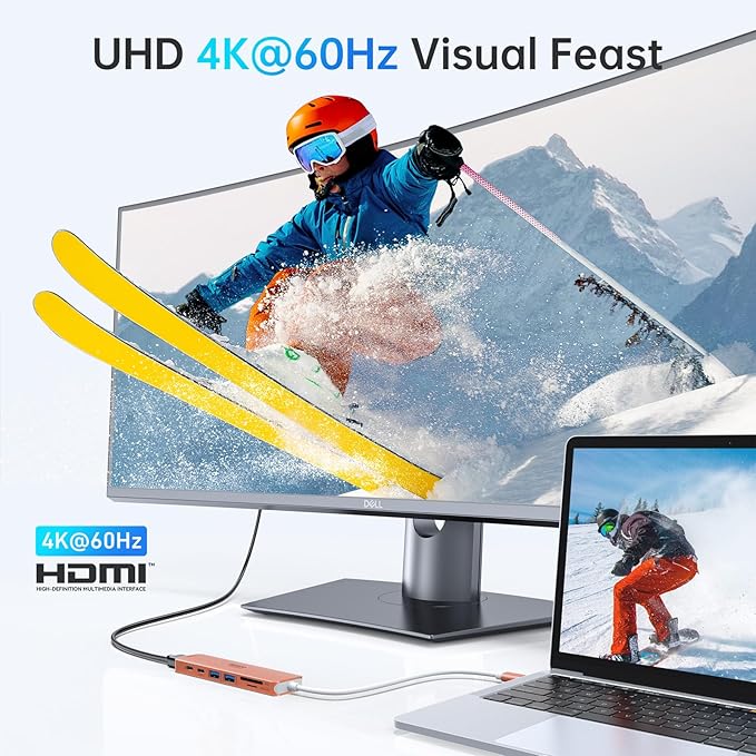 USB C Hub HDMI Adapter for MacBook Pro/Air, 7 in 1 USBC Dongle - Image 3