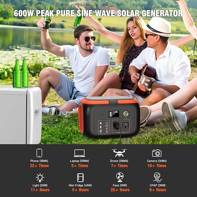 SinKeu Portable Power Station 600W, 296Wh/80000mAh Backup Lithium Battery Pack - Image 8