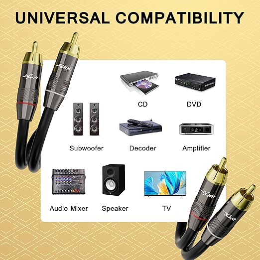 RCA Cable 100 FT, 2RCA to 2RCA Stereo Audio Cable, 【Zinc Alloy Shells, - Image 6
