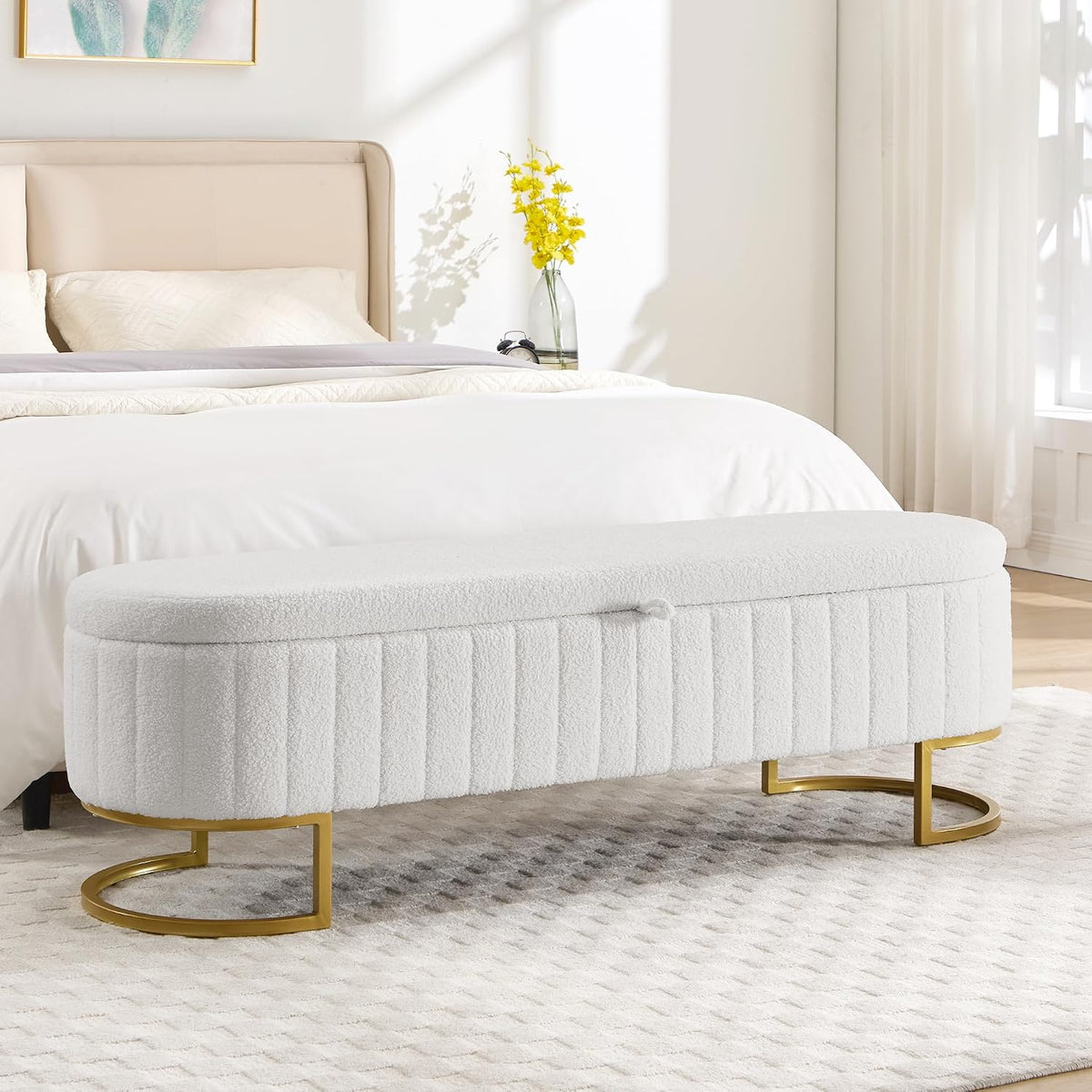storage ottoman bench, 63" teddy end of bed, main product view