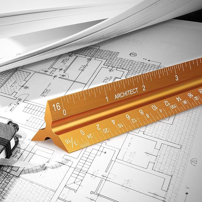 12" Architectural Scale Ruler Aluminum Architect Scale Triangular Scale Ruler - Image 7