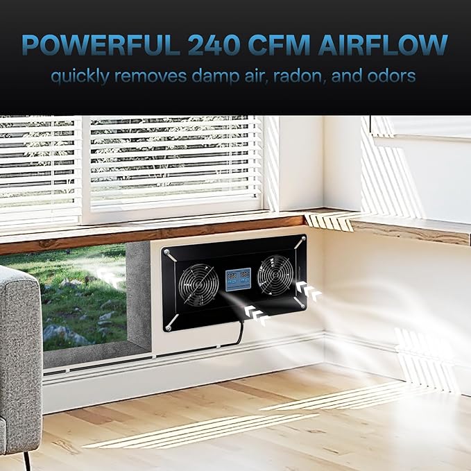 Pewoaoa 240 CFM Crawlspace Vent Fan, - Image 3
