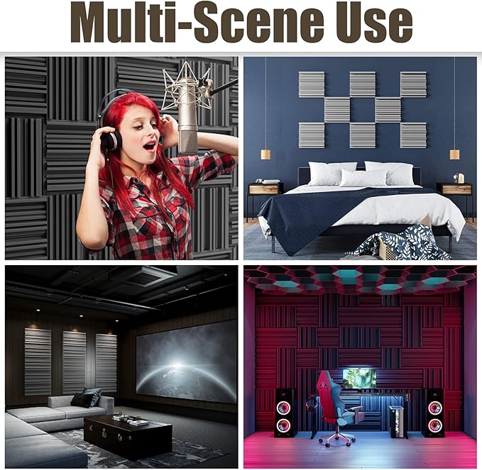 ZELMINE Upgrade 24 pack Self-adhesive Sound Proof Foam Panels, Decorative - Image 7