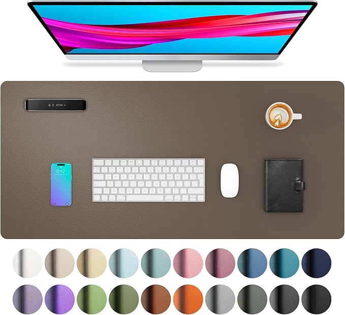 Aothia Leather Desk Pad Protector, Office Mat, Large Mouse Pad, Non-Slip PU by AothiaSimpleNaturalUnique