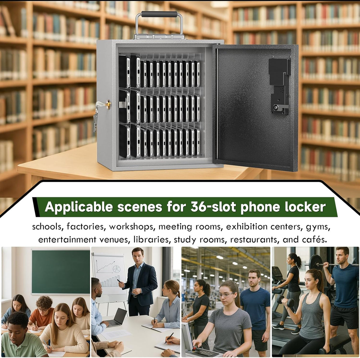 36 slots cell phone locker with smart lock, package contents