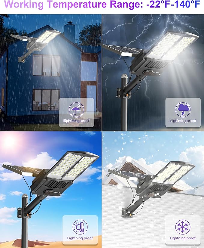 JAYNLT Y-10500W Solar Street Lights Outdoor, 6500K 750000LM High Power Parking - Image 8