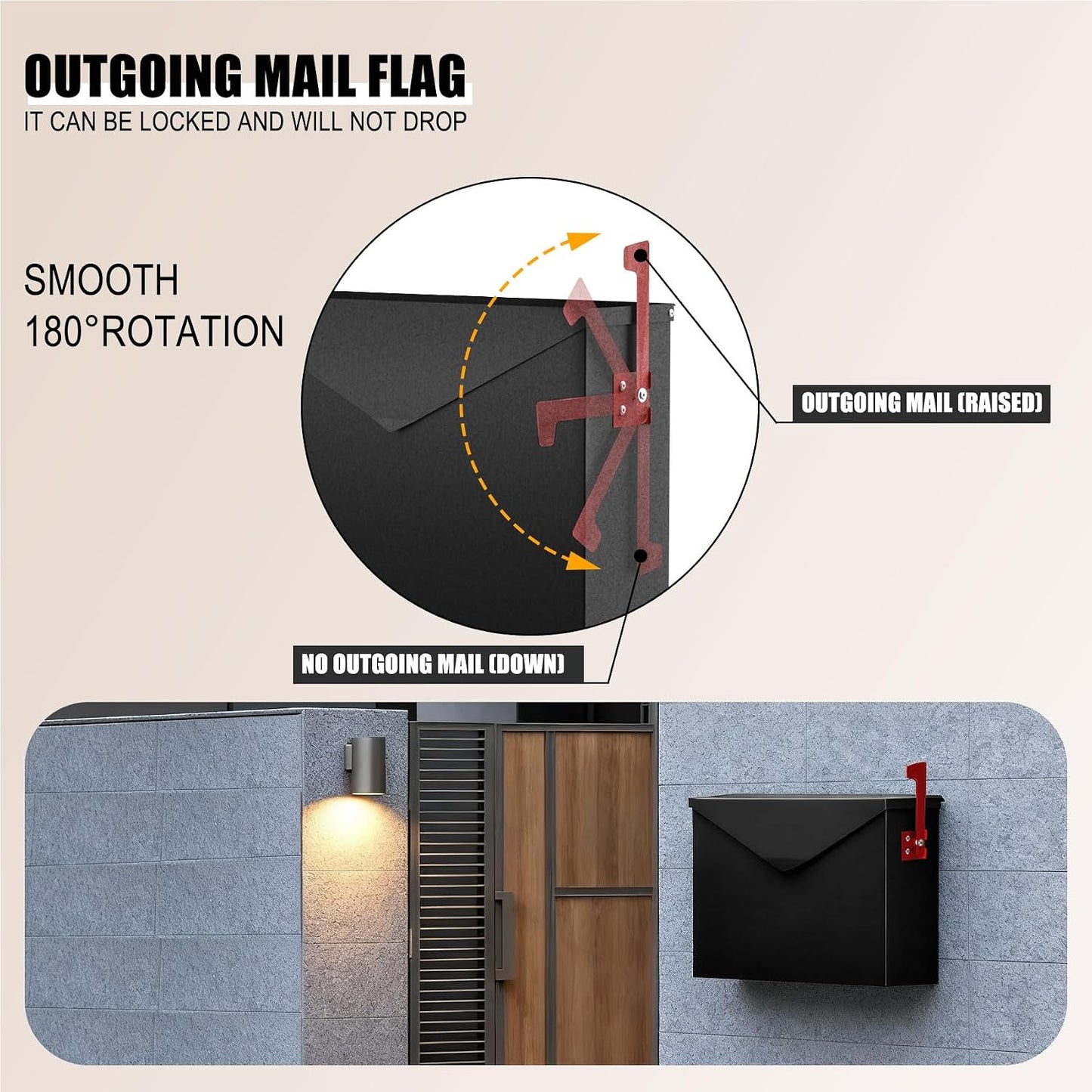 Large Capacity Wall Mount Mailbox with Outgoing Mail Flag, 14.2”x10.4”x4.3” Steel Mail Box for Outside, Rust-Proof Galvanized Steel Post Box, Quiet Stay-Open Lid Smooth Operation Mailboxes