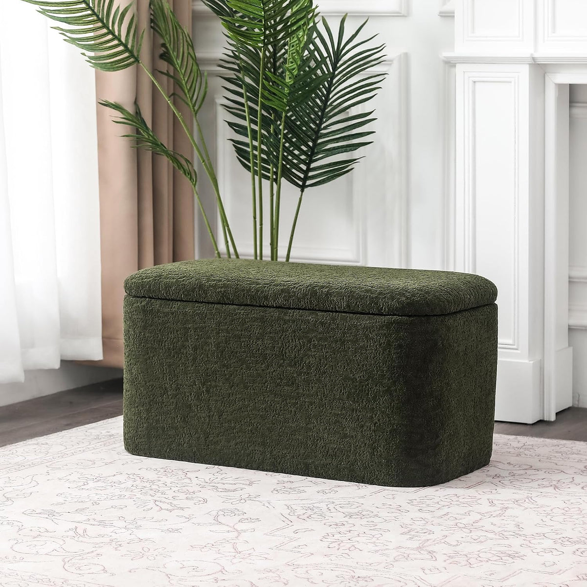 rectangle storage ottoman bench, 31.8" l x 16.1", side view