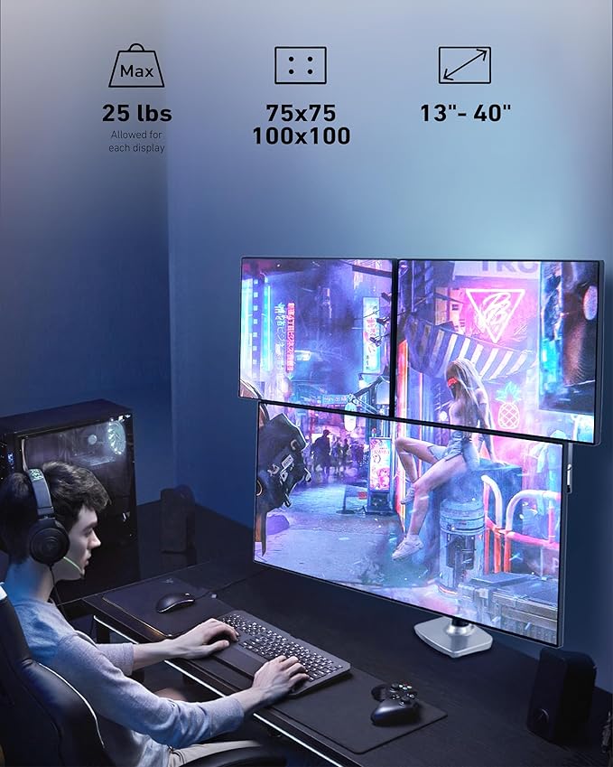 Ergounion Triple Monitor Mount, Holds Screens up to 40 Inches and 25 lbs - Image 9