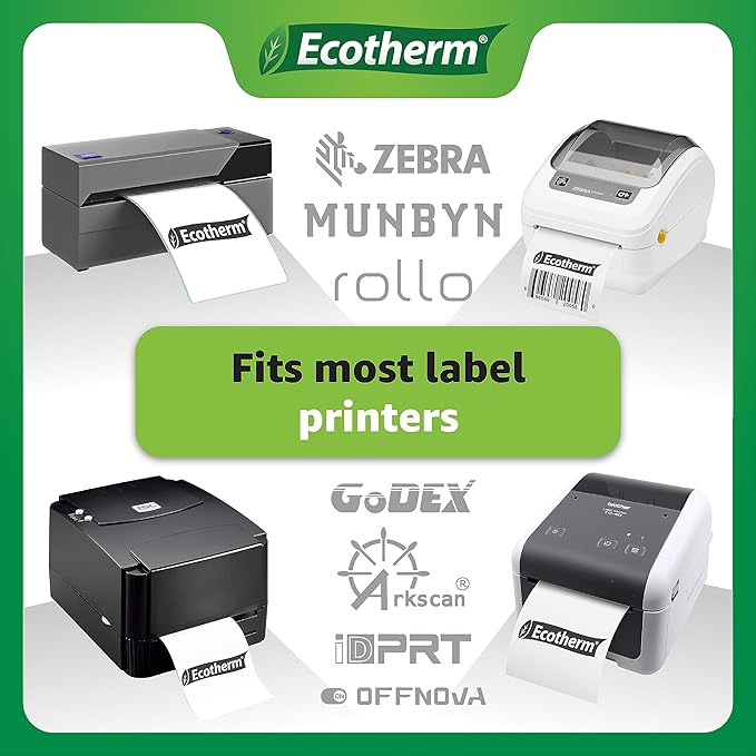 2.25" x 3" Thermal Labels | 4 Rolls | 2100 Labels | fits Zebra, Offnova Thermal - Image 5
