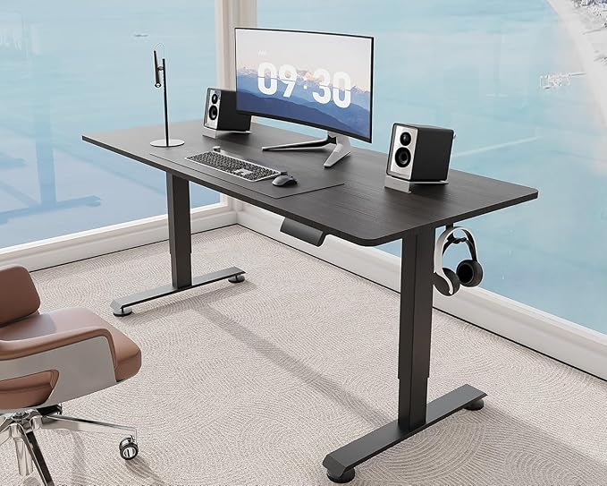 Veken 55 Inch, Height Adjustable Sit Stand Up, Wood Desktop, Work Home Office - Image 3